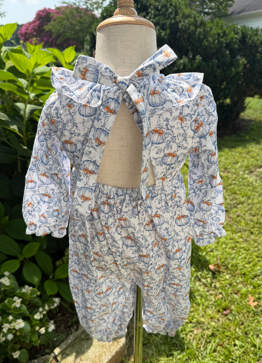 Girls Little Blue Pumpkin Open Back Longall