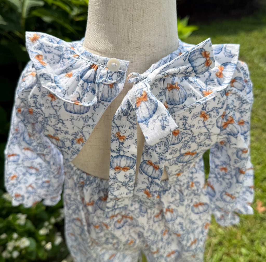 Girls Little Blue Pumpkin Open Back Longall