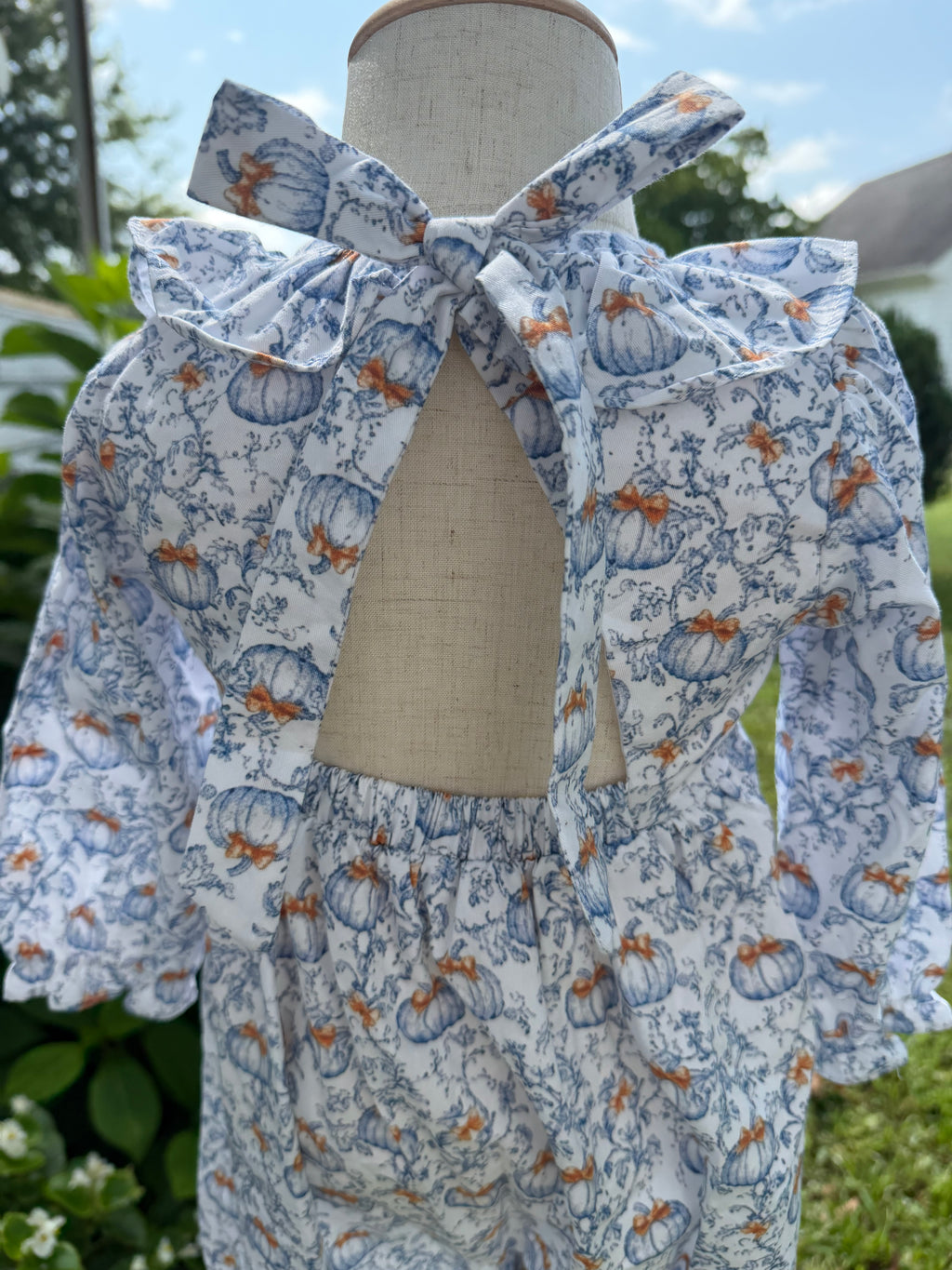 Girls Little Blue Pumpkin Open Back Longall