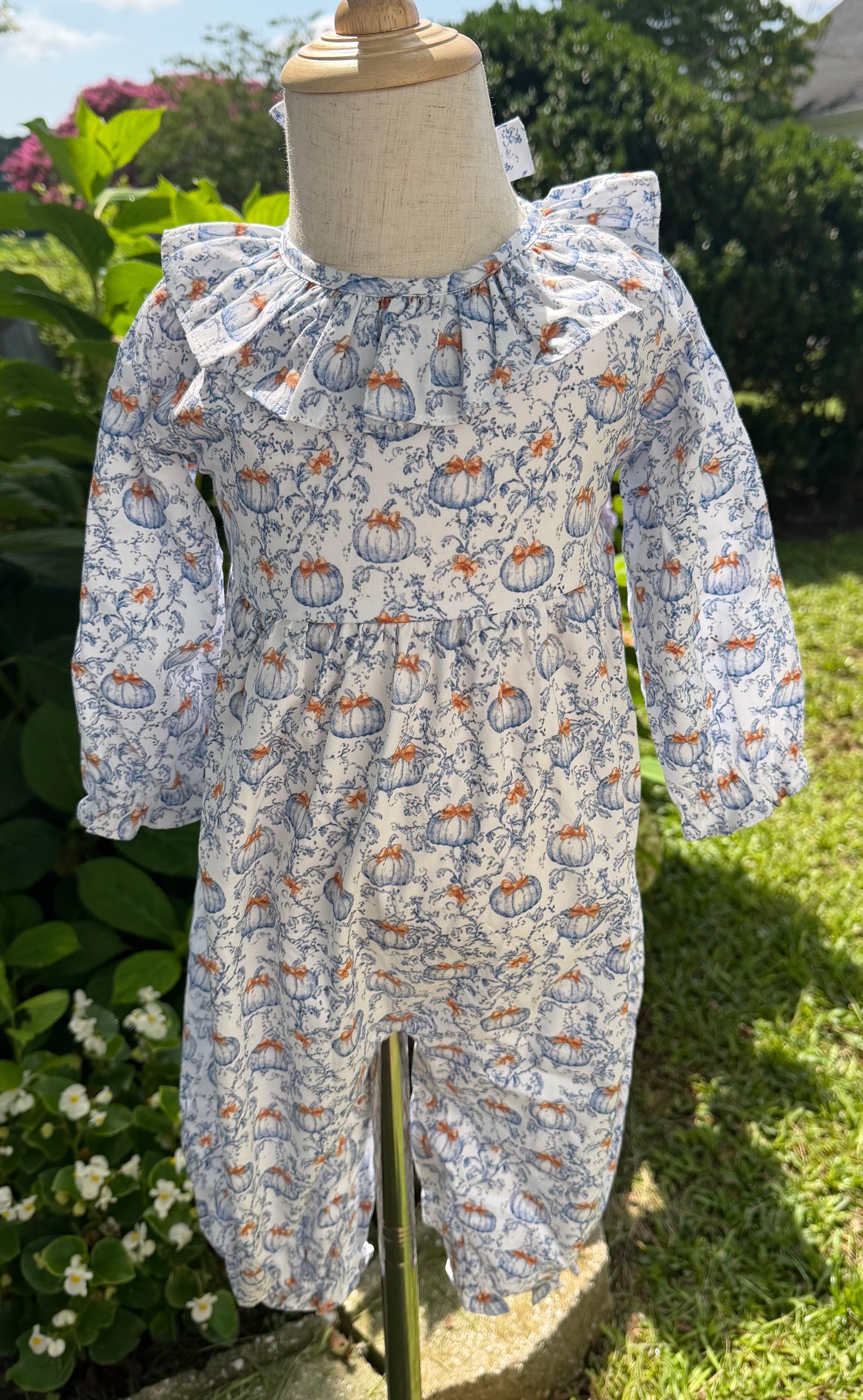 Girls Little Blue Pumpkin Open Back Longall