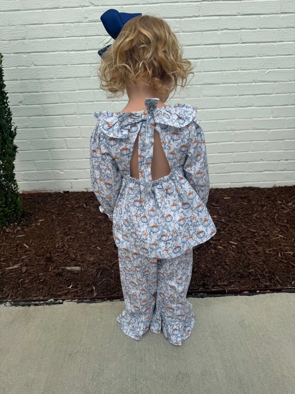 Girls Little Blue Pumpkin Open Back Set