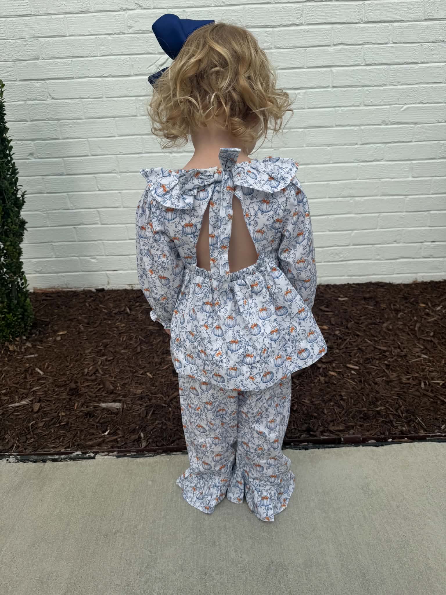 Girls Little Blue Pumpkin Open Back Set