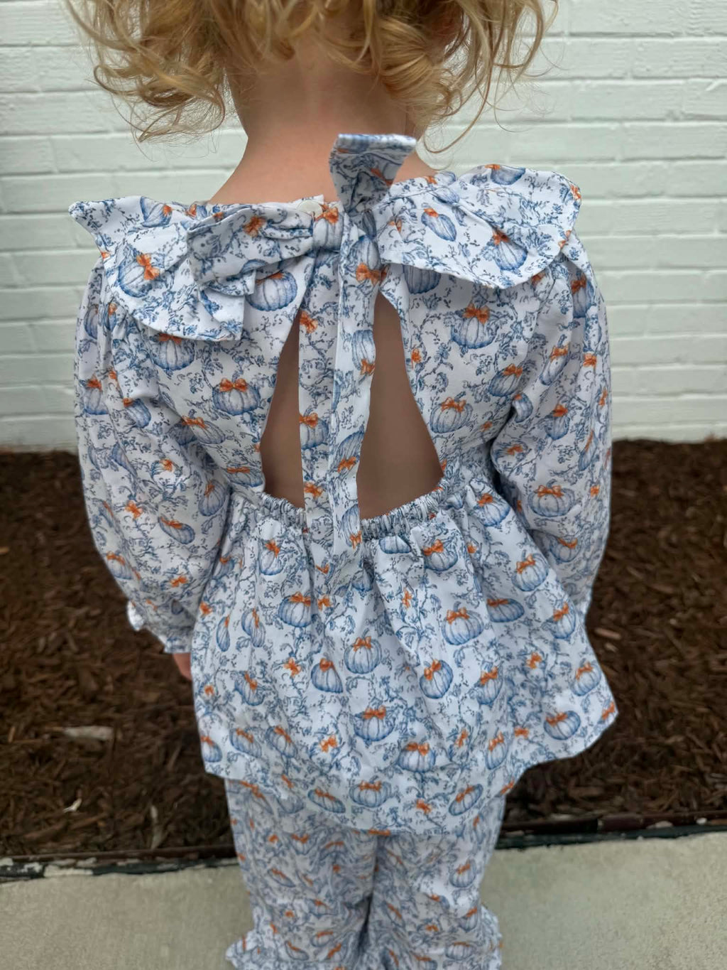 Girls Little Blue Pumpkin Open Back Set