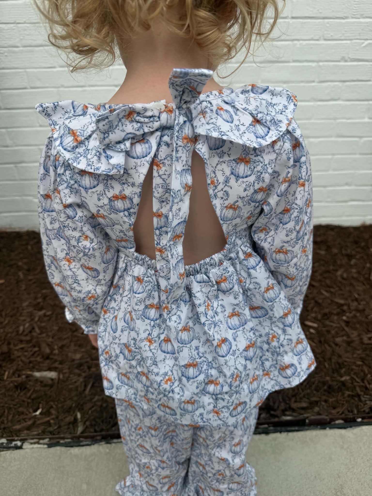 Girls Little Blue Pumpkin Open Back Set