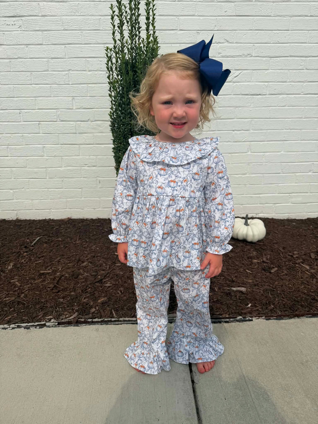 Girls Little Blue Pumpkin Open Back Set