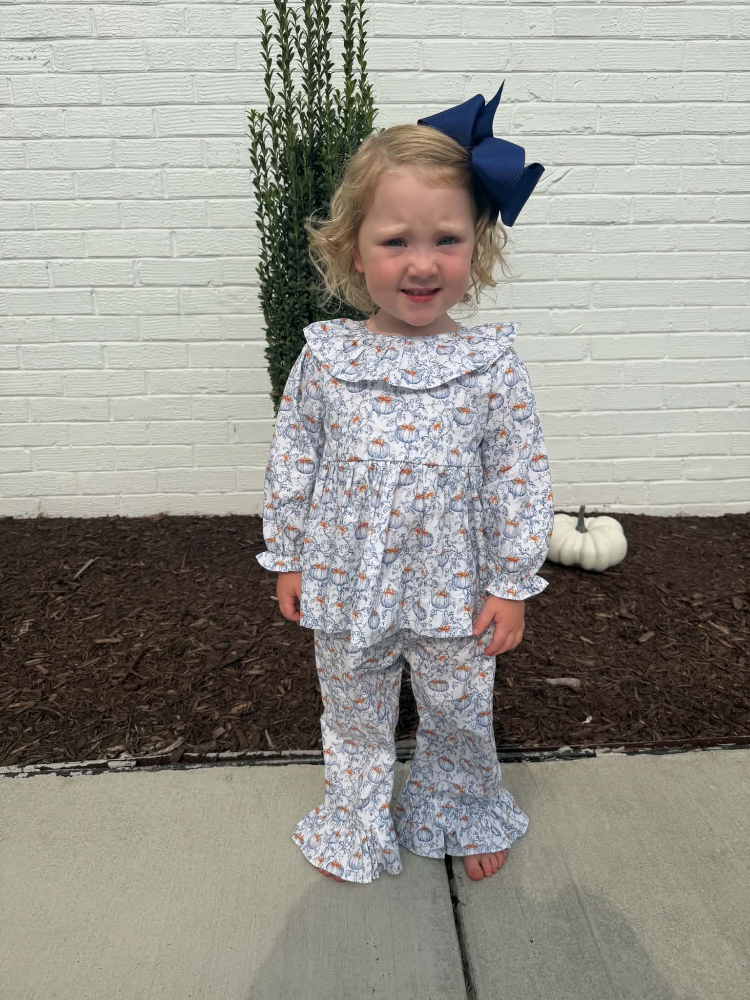 Girls Little Blue Pumpkin Open Back Set