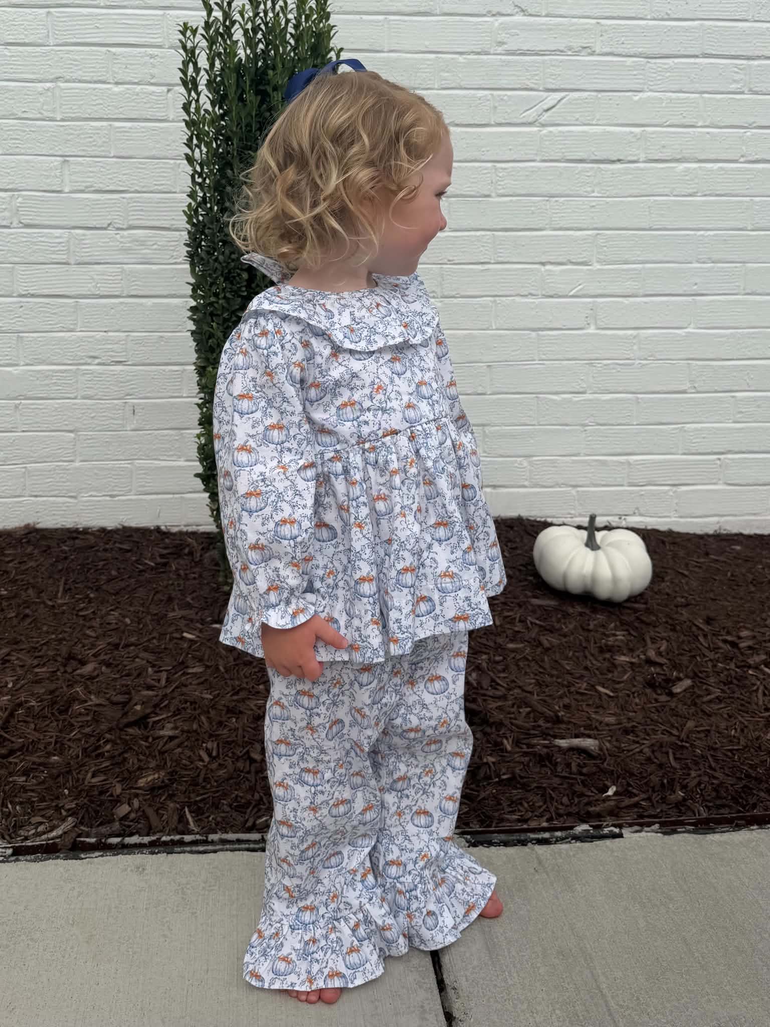 Girls Little Blue Pumpkin Open Back Set